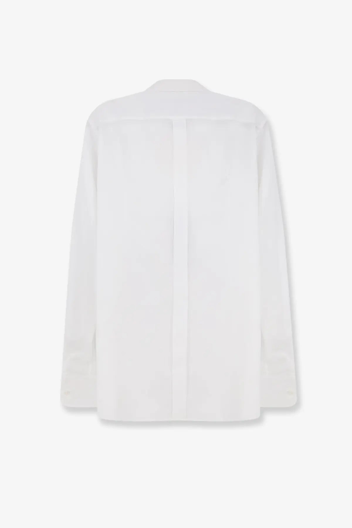 Dolce &amp; Gabbana men’s white cotton long-sleeved button-up shirt with classic collar shown from the back side
