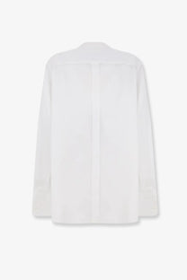 Dolce &amp; Gabbana men’s white cotton long-sleeved button-up shirt with classic collar shown from the back side