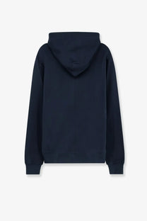 Dolce &amp; Gabbana men’s dark navy blue cotton hooded sweatshirt with minimalist design and ribbed cuffs