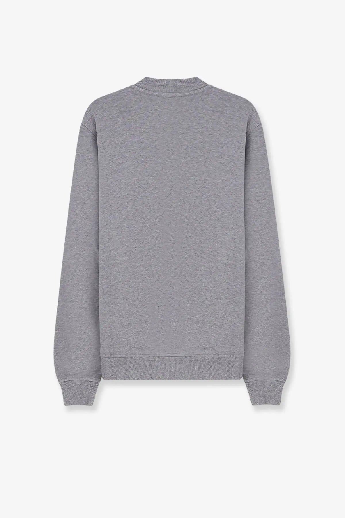 Dolce and gabbana men’s white cotton sweatshirt with gray heathered texture and ribbed cuffs and hem