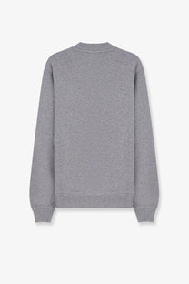 Dolce and gabbana men’s white cotton sweatshirt with gray heathered texture and ribbed cuffs and hem