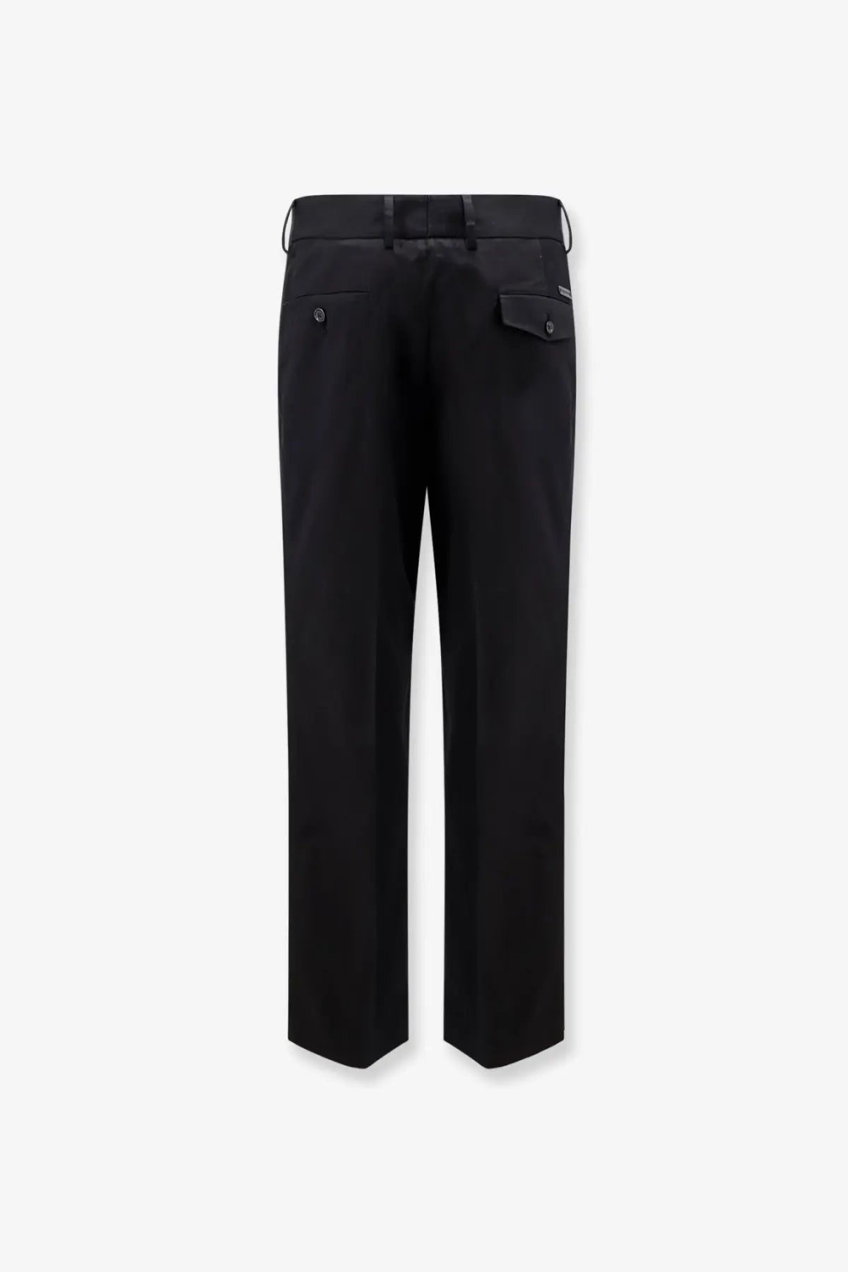 Dolce &amp; Gabbana men’s black cotton tailored trousers with a sleek straight-leg cut and subtle side pockets