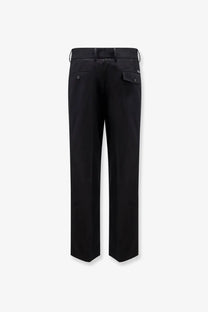 Dolce &amp; Gabbana men’s cotton trousers in black with a sleek straight-leg cut and subtle side pockets
