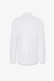 Dolce &amp; Gabbana men’s white cotton tuxedo shirt with long sleeves, classic collar, and tailored fit