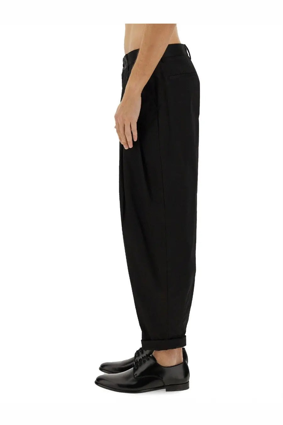 Black tapered dolce &amp; gabbana men’s double pence trousers with modern cut and subtle pleats at the waist