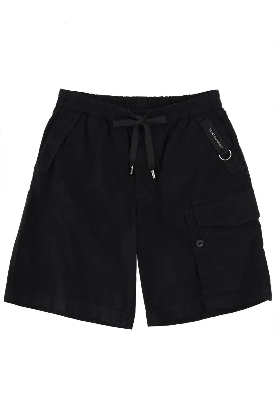 Black dolce &amp; gabbana men’s drawstring cargo shorts with multiple pockets and a comfortable waistband