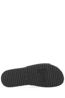 Dolce &amp; Gabbana men’s espadrille black with a black rubber sole featuring a textured ribbed pattern and embossed dc logo