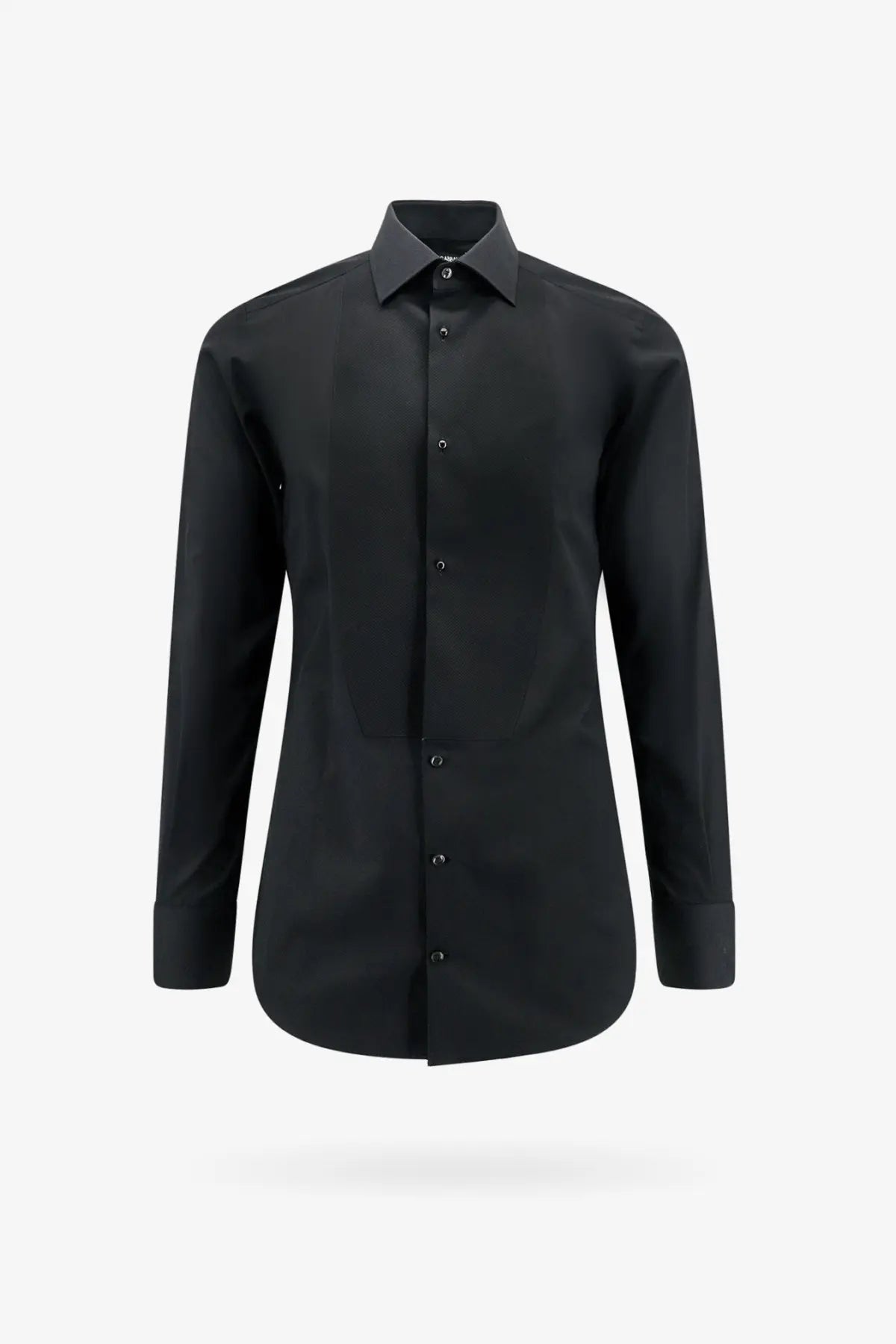 Dolce &amp; Gabbana men’s black cotton formal dress shirt with a crisp collar and matching buttons