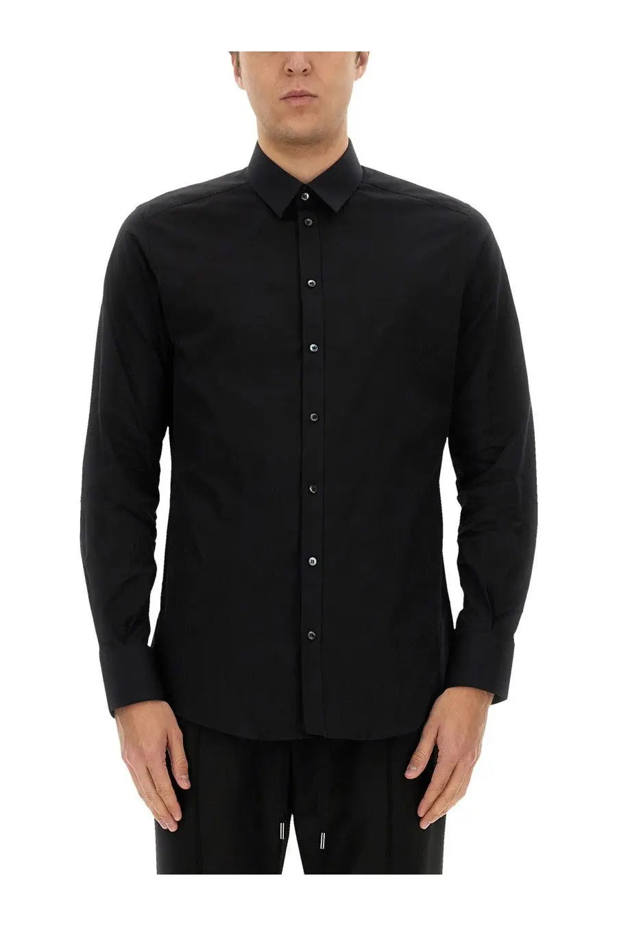 Dolce &amp; Gabbana Men's Gold Poplin Stretch Shirt Black