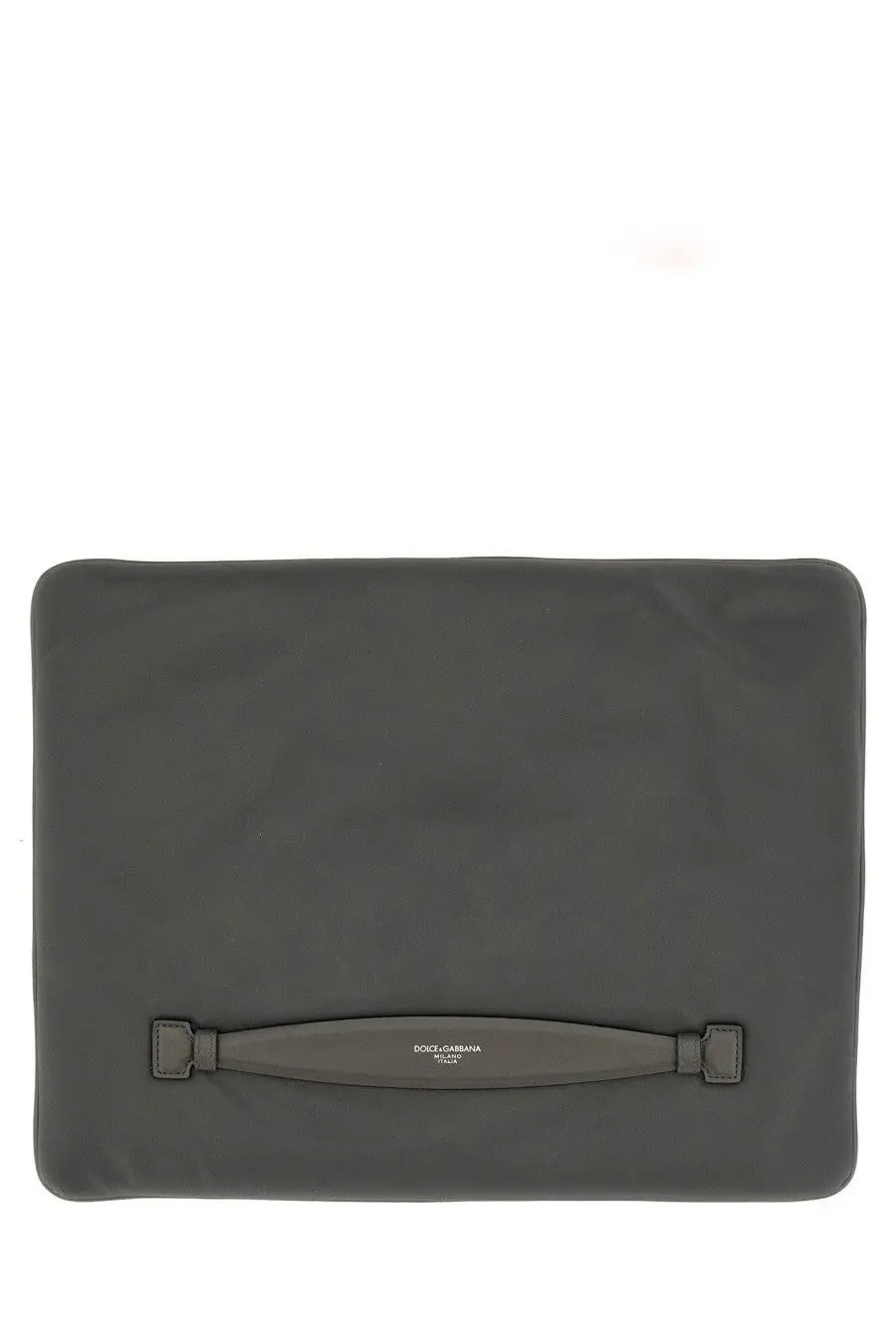 Dolce &amp; Gabbana dark gray men’s handheld laptop sleeve with matching handle and minimalist design