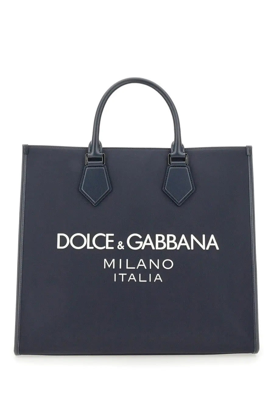 Dolce &amp; Gabbana men’s large black tote bag with white logo and handles for shopping and daily use