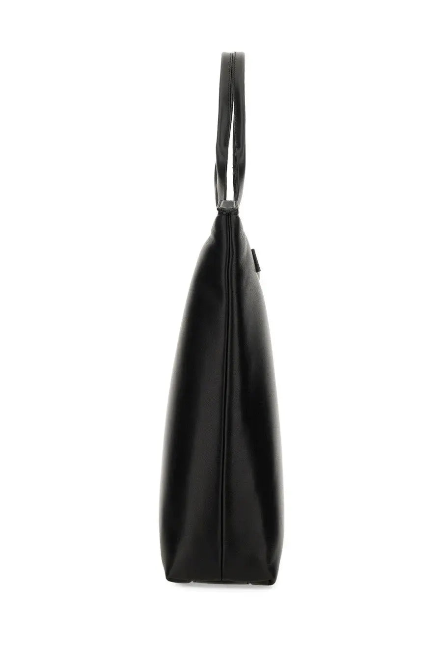 Dolce &amp; Gabbana men’s black leather tote bag with sleek minimalist design and structured silhouette for shopping use