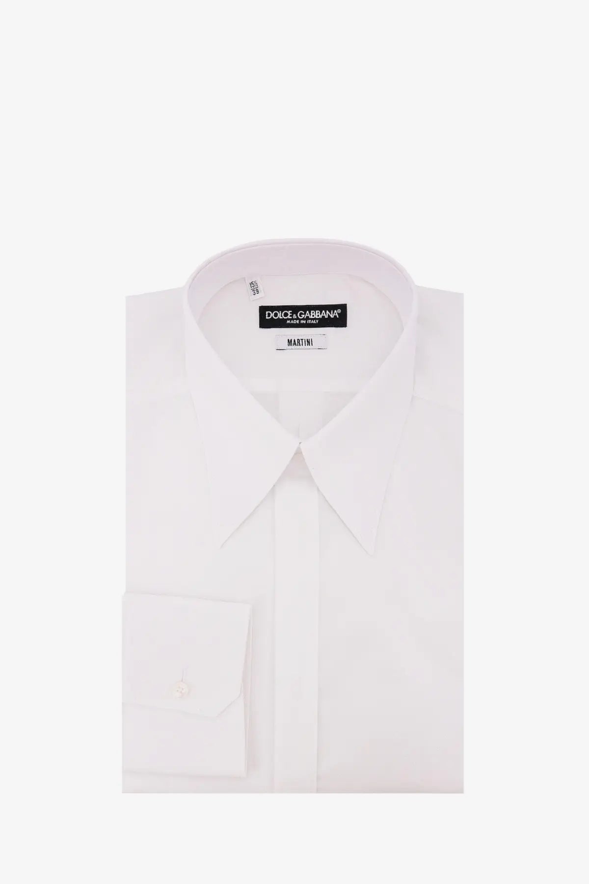 Dolce &amp; Gabbana men’s Martini white cotton dress shirt with a crisp collar and buttoned cuffs