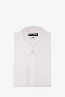 Dolce &amp; Gabbana men’s Martini white cotton dress shirt with a crisp collar and buttoned cuffs
