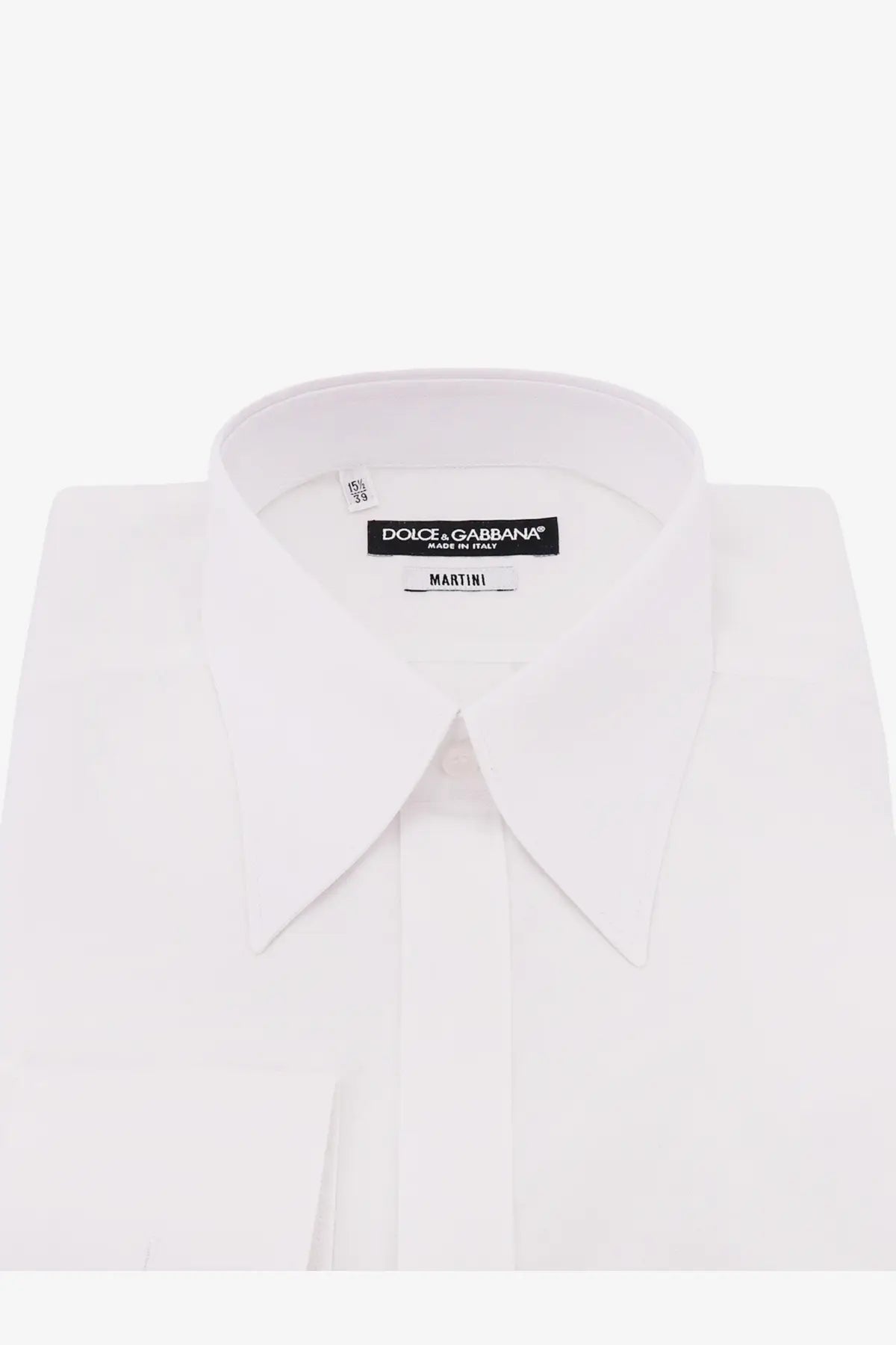Dolce &amp; Gabbana men’s Martini white cotton shirt with crisp tailored collar and fine weave fabric