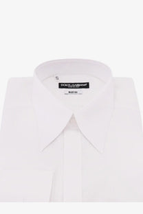 Dolce &amp; Gabbana men’s Martini white cotton shirt with crisp tailored collar and fine weave fabric