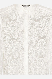 Dolce &amp; Gabbana men’s martini lace shirt white with intricate floral patterns and button-down front made of white lace