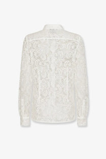 Dolce &amp; gabbana men’s martini lace shirt white featuring a white lace blouse with intricate floral patterns and classic collar