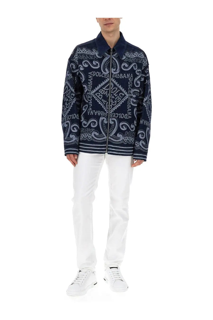 Dolce &amp; Gabbana Men's Navy Print Cardigan Blue, view 2