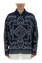 Dolce &amp; Gabbana Men's Navy Print Cardigan Blue