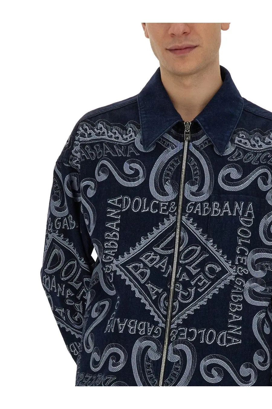Dolce &amp; Gabbana Men's Navy Print Cardigan Blue, view 4