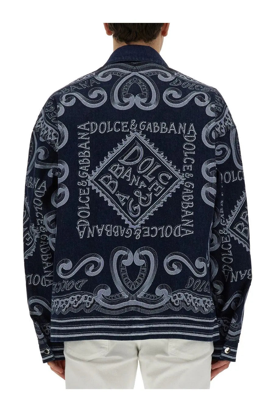 Dolce &amp; Gabbana Men's Navy Print Cardigan Blue, view 3
