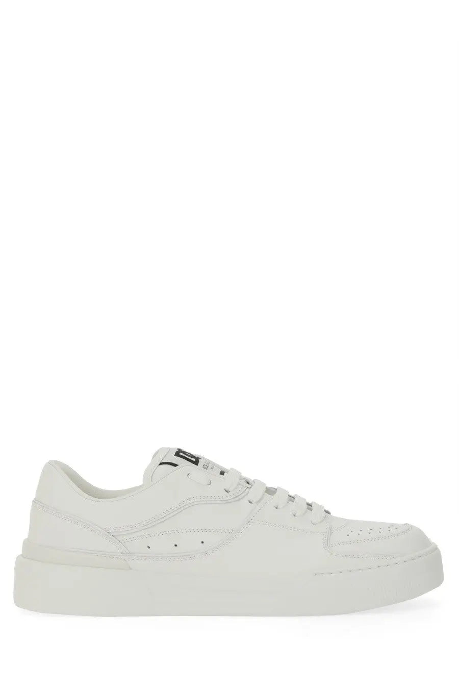Dolce &amp; Gabbana men’s new Roma sneaker white leather low-top with chunky sole and perforated toe box