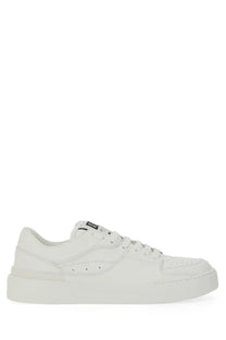 Dolce &amp; Gabbana men’s new Roma sneaker white leather low-top with chunky sole and perforated toe box