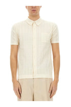 Dolce &amp; Gabbana Men's Perforated Cotton Knit Shirt White
