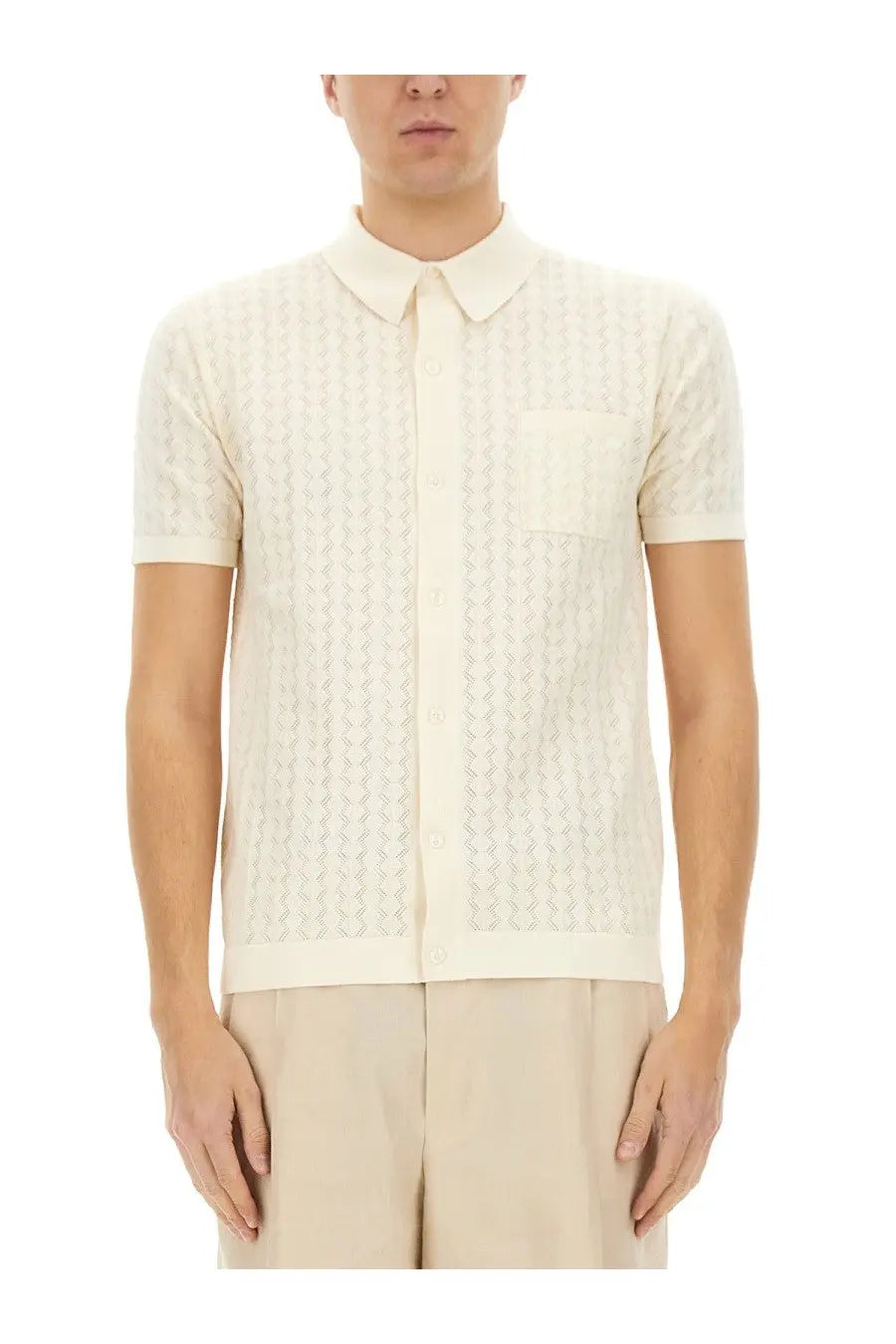 Dolce &amp; Gabbana Men's Perforated Cotton Knit Shirt White
