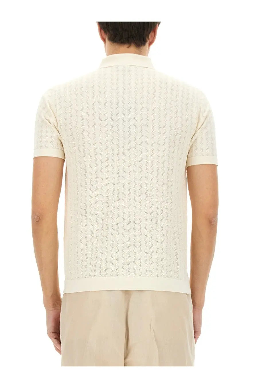Dolce &amp; Gabbana Men's Perforated Cotton Knit Shirt White, view 3