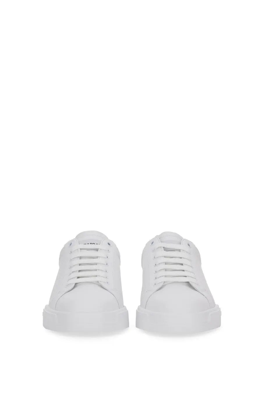 Dolce &amp; Gabbana men’s Portfino white leather low-top sneakers with minimalist design and matching laces