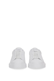 Dolce &amp; Gabbana men’s Portfino white leather low-top sneakers with minimalist design and matching laces