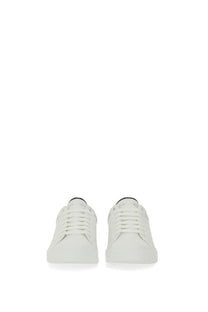 Dolce &amp; gabbana men’s portfino white leather sneakers with black rubber toe caps and laces