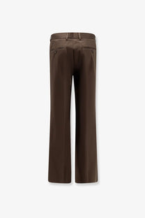 Dolce &amp; Gabbana men’s tailored brown cotton wide-leg trousers with sleek fit and subtle stitching details