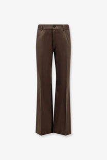Dolce &amp; gabbana men’s tailored brown cotton trousers with wide-leg fit and subtle creases