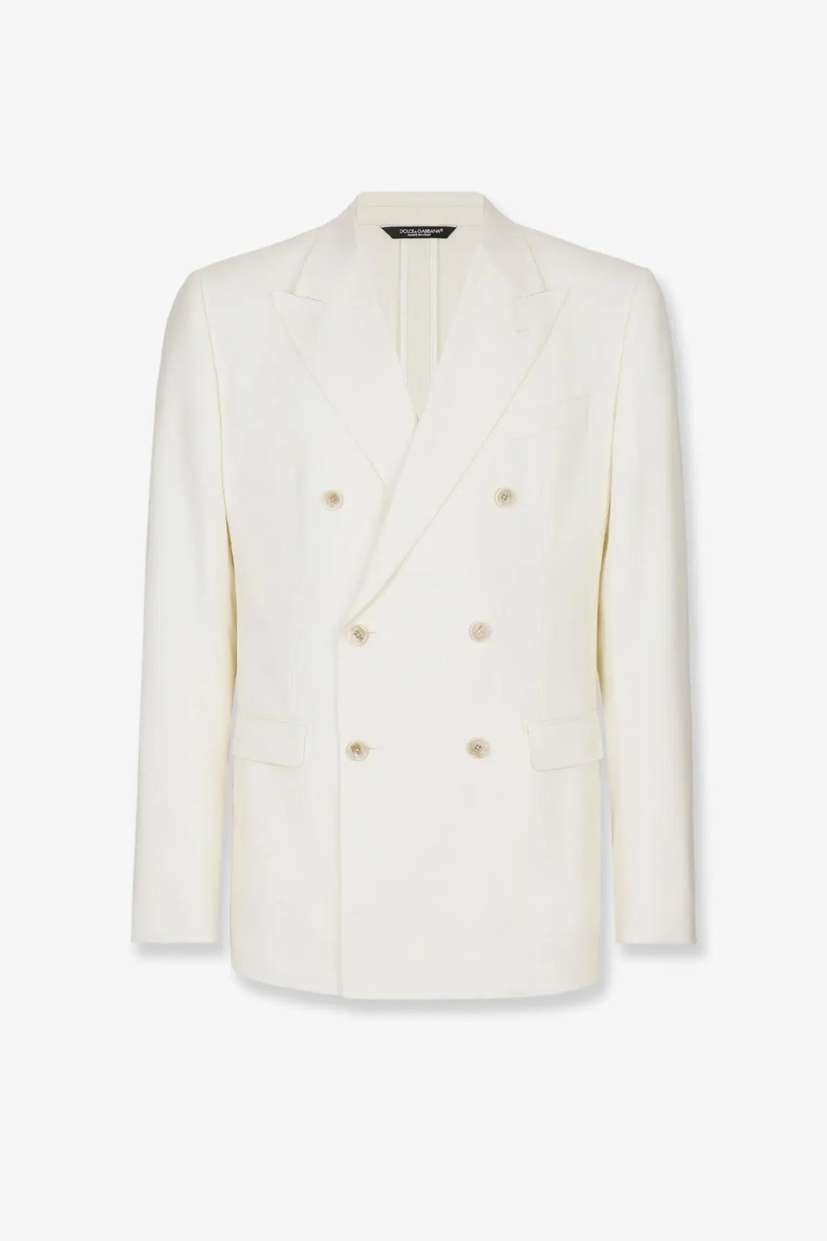 Dolce &amp; Gabbana men’s taormina linen blazer white with a tailored fit crisp texture and silver-toned double-breasted buttons