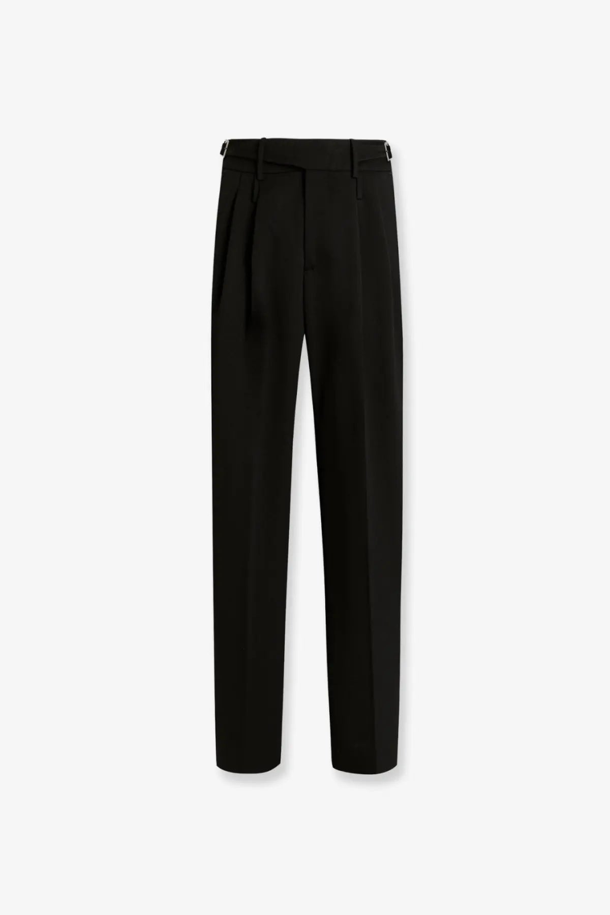 Black tailored Dolce &amp; Gabbana men’s virgin wool trousers with sleek straight-leg cut and subtle pleats at waistband