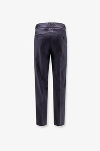 Dark navy blue tailored dolce and gabbana men’s virgin wool trousers with sleek straight-leg cut and subtle creasing