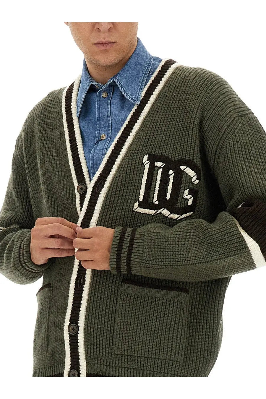 Dolce &amp; Gabbana Men's Wool Cardigan Green, view 4