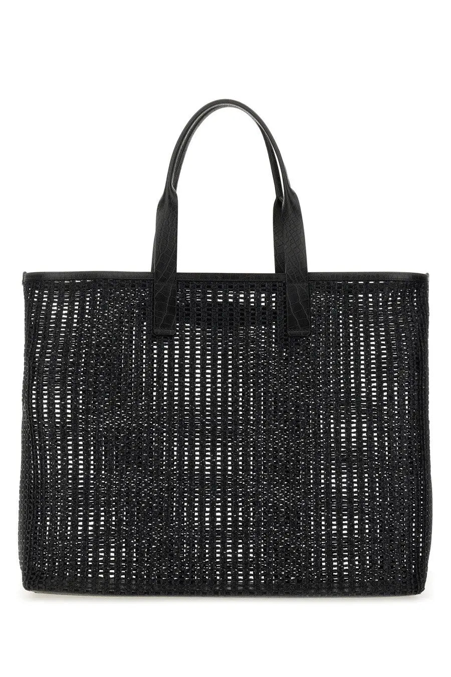 Dolce &amp; Gabbana Men's Woven Mesh Shopping Bag Black, view 2
