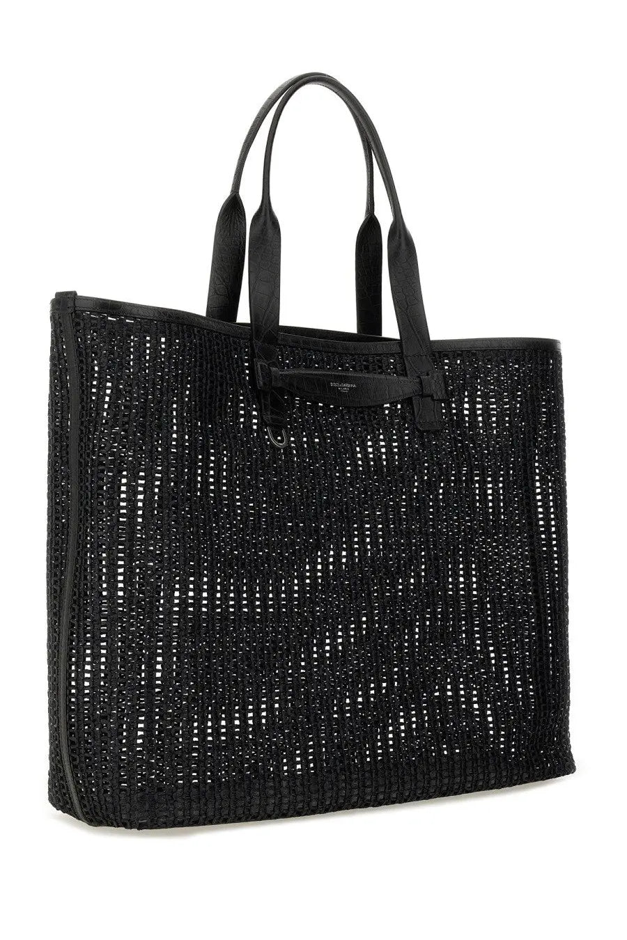 Dolce &amp; Gabbana Men's Woven Mesh Shopping Bag Black, view 3