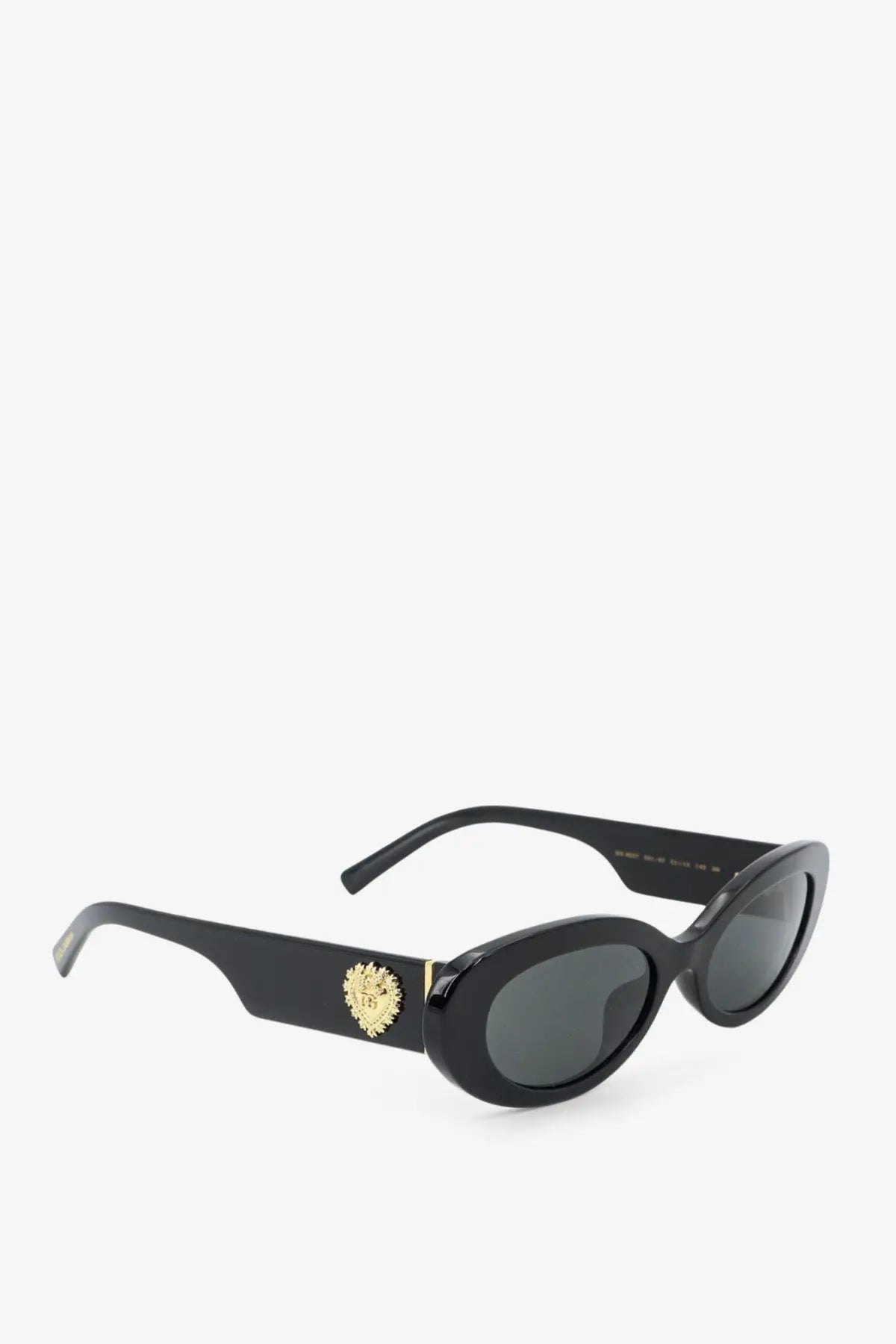 Black dolce &amp; gabbana women’s acetate cat-eye sunglasses with gold medusa head emblem on temple