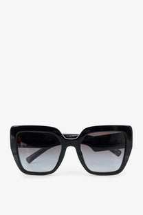 Dolce &amp; gabbana women’s black acetate sunglasses with black square frames and gradient gray lenses