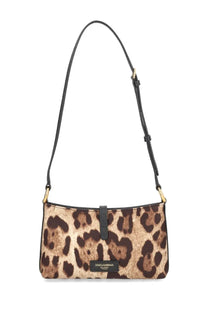 Dolce &amp; Gabbana women’s leopard-print shoulder bag with black leather strap gold-tone hardware and logo plaque