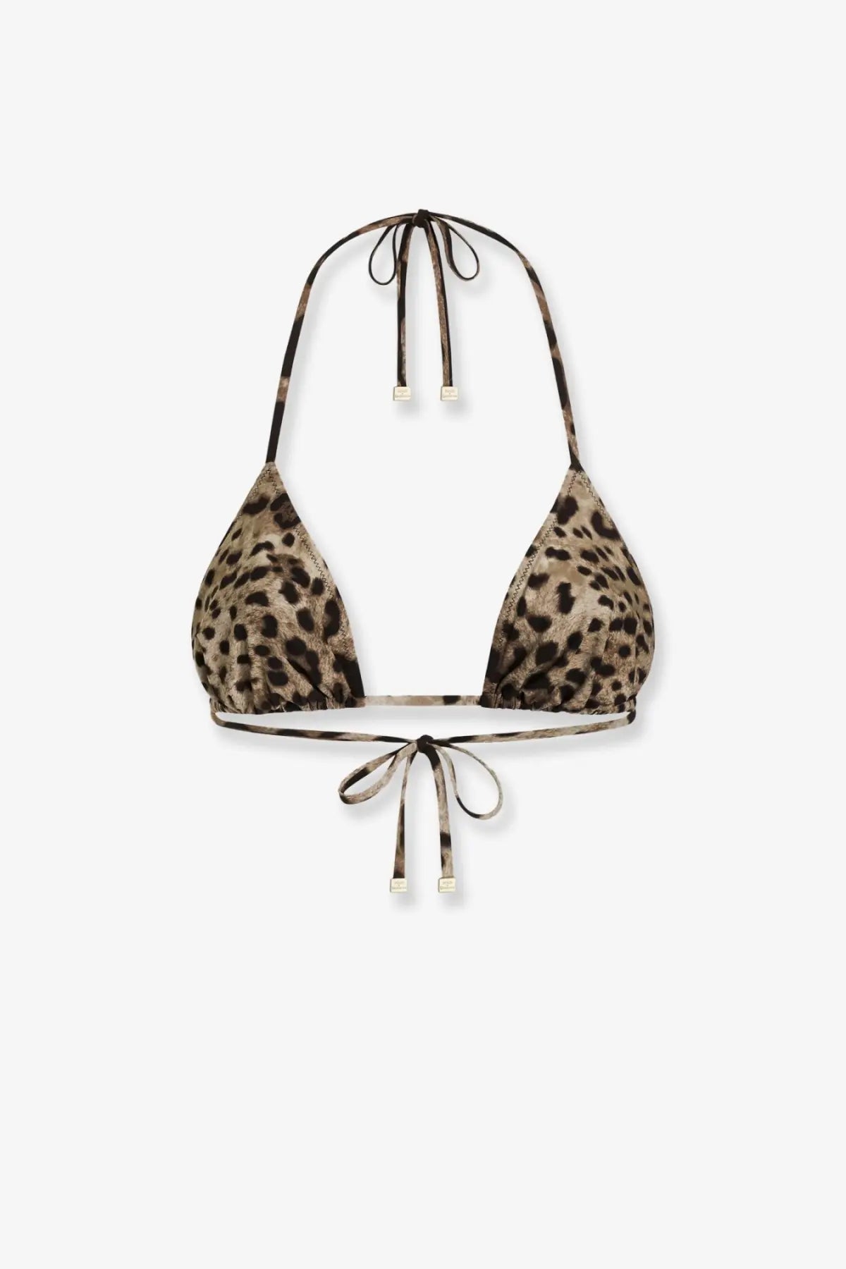 Dolce &amp; Gabbana women’s leopard-print halter top bikini with adjustable ties and tie-front closure