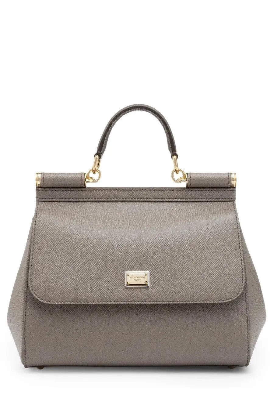 Dolce &amp; Gabbana women’s borsa mano Sicily large gray leather handbag with gold-tone hardware and structured design