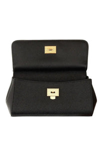 Dolce &amp; Gabbana women’s borsa Sicily small black leather clutch with gold-tone hardware and textured surface