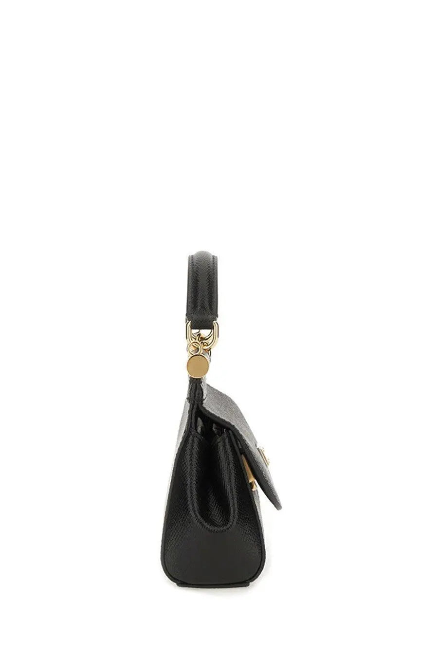 Dolce &amp; Gabbana women’s borsa Sicily small black leather handbag with gold-tone hardware and structured minimalist design