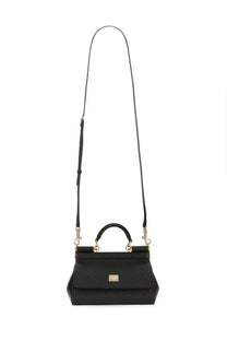 Dolce gabbana womens borsa sicily small black leather handbag with gold-tone hardware and structured rectangular shape